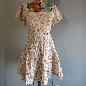 American Eagle Outfitters AE Puffed Sleeve Smocked Mini Peasant Dress